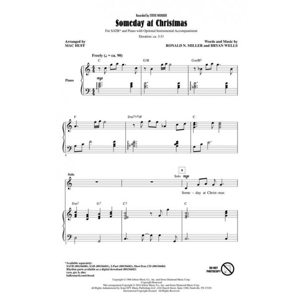 Ronald Miller/Bryan Wells: Someday At Christmas (Arr. Huff) (ShowTrax CD)