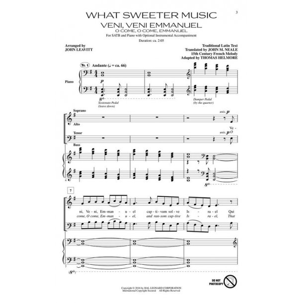 What Sweeter Music : A Cantata for Christmas (Preview CD)