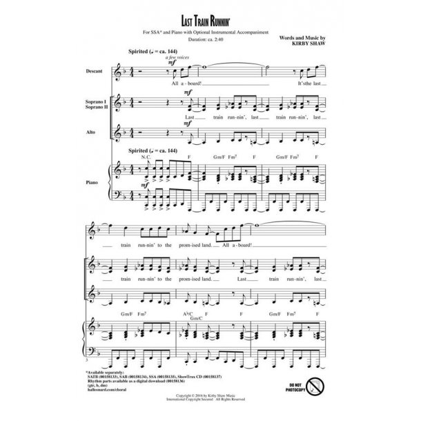 Kirby Shaw: Last Train Runnin' (SSA)