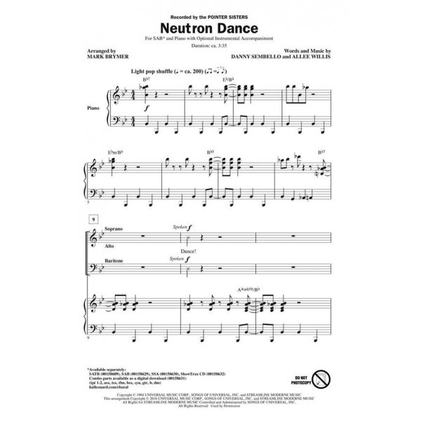 Pointer Sisters: Neutron Dance (Arr. Brymer) (SAB)