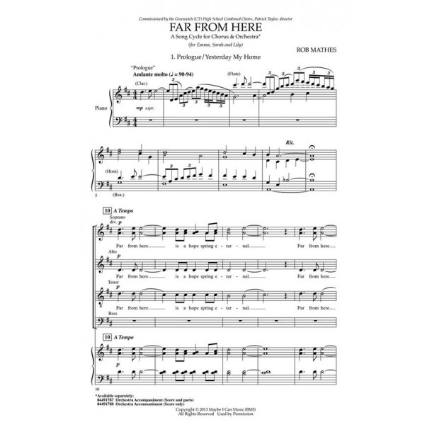 Far from Here : Song Cycle for Chorus and Orchestra
