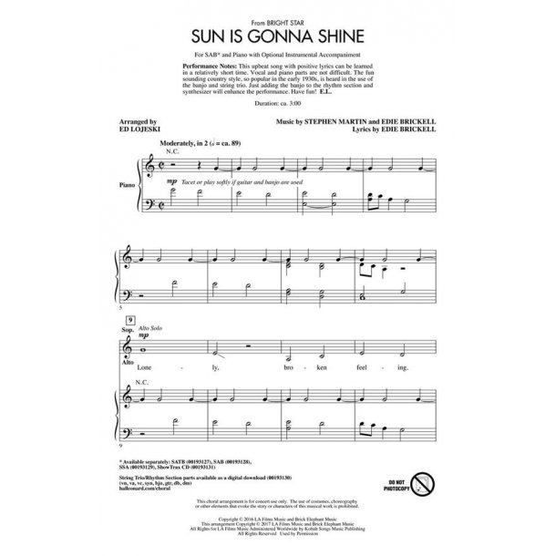 Sun Is Gonna Shine (from Bright Star)