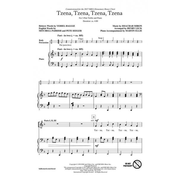 Tzena, Tzena, Tzena, Tzena