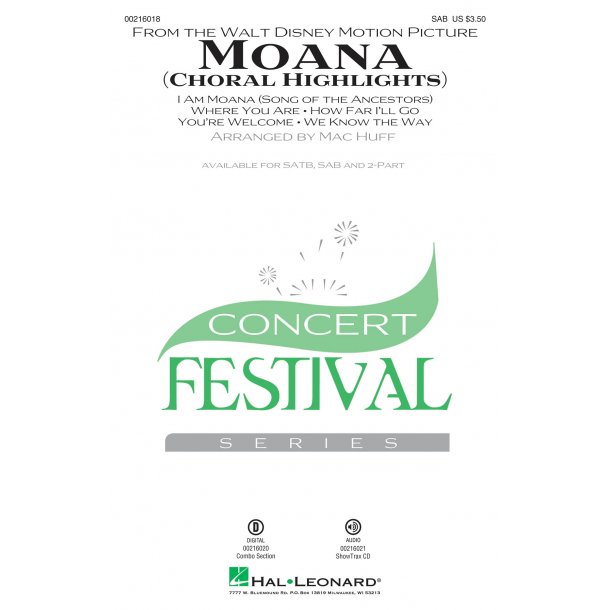 Moana (Choral Highlights) - SAB (arr. Huff)