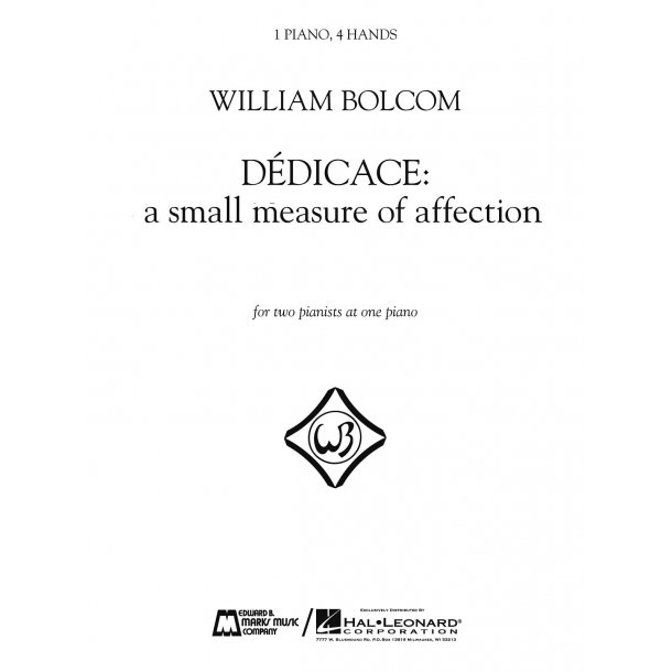 William Bolcom: Dedicace - A Small Measure Of Affection