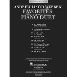 Andrew Lloyd Webber Favorites For Piano Duet