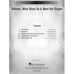 Pop Piano Hits: Believer, What About Us & More Hot Singles