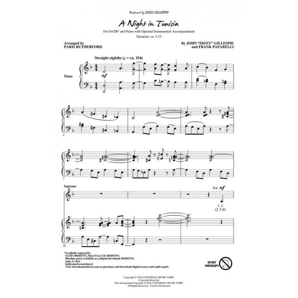 A Night in Tunisia : Vocal Jazz Series