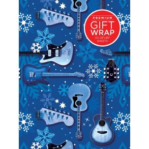 Wrapping Paper - Blue Guitars & Snowflakes Theme