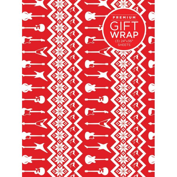 Wrapping Paper - Red &amp; White Holiday Guitar Theme
