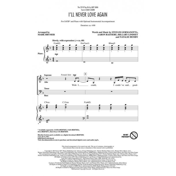 I'll Never Love Again : from A Star Is Born