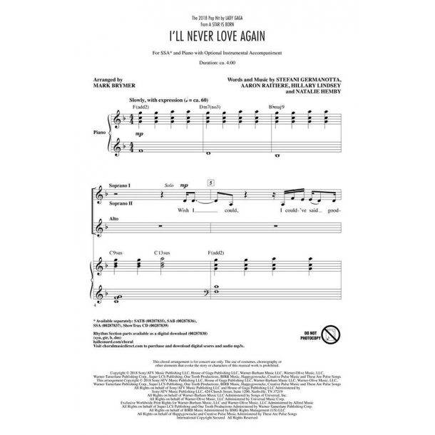 I'll Never Love Again : from A Star Is Born