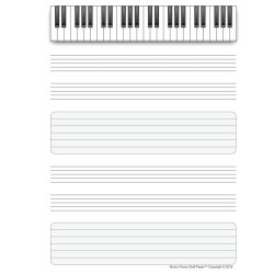 Music Theory Staff Paper : Manuscript Paper with Keyboard Layout and Space for Note-Taking
