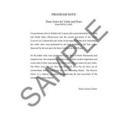 Swan Lake: Three Solos from the Ballet : for Violin and Piano