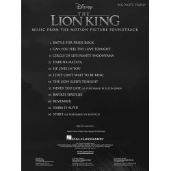 The Lion King (Lvernes Konge) - Big Note Songbook