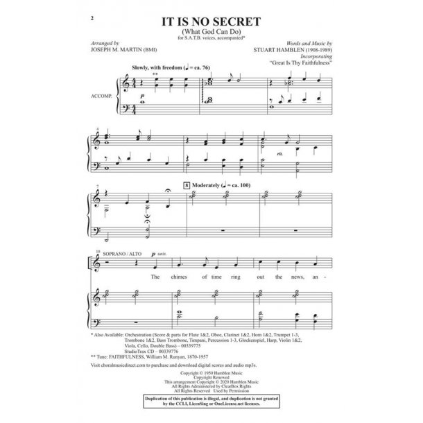 It Is No Secret (What God Can Do) : with Great Is Thy Faithfulness