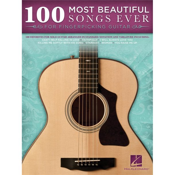100 Most Beautiful Songs Ever For Fingerpicking Guitar Solo Tab Bk