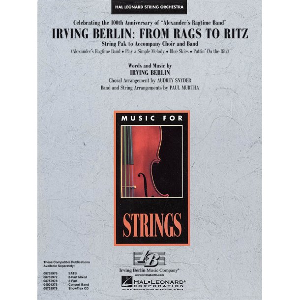 Irving Berlin: From Rags to Ritz : String Pak (to accompany band/choir version)