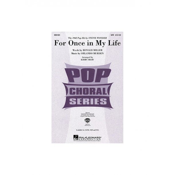 Stevie Wonder: For Once In My Life - SATB
