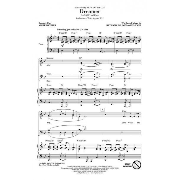 Bethany Dillon: Dreamer (Arr. Brymer) (ShowTrax CD)