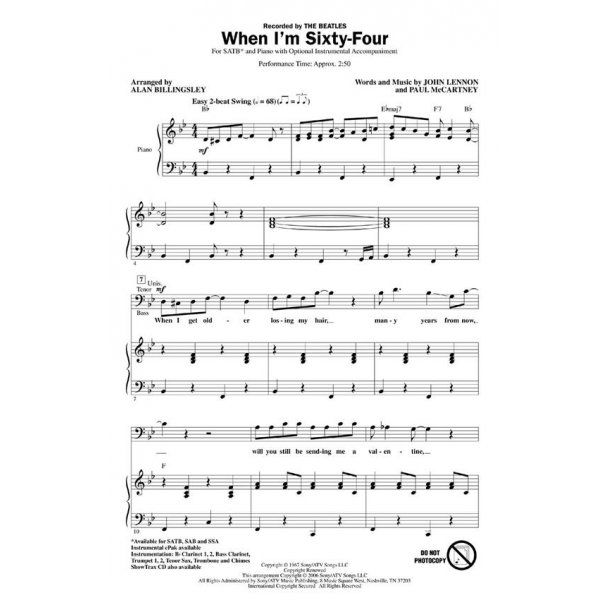 When I'm 64 Inst Pk (Billingsley)