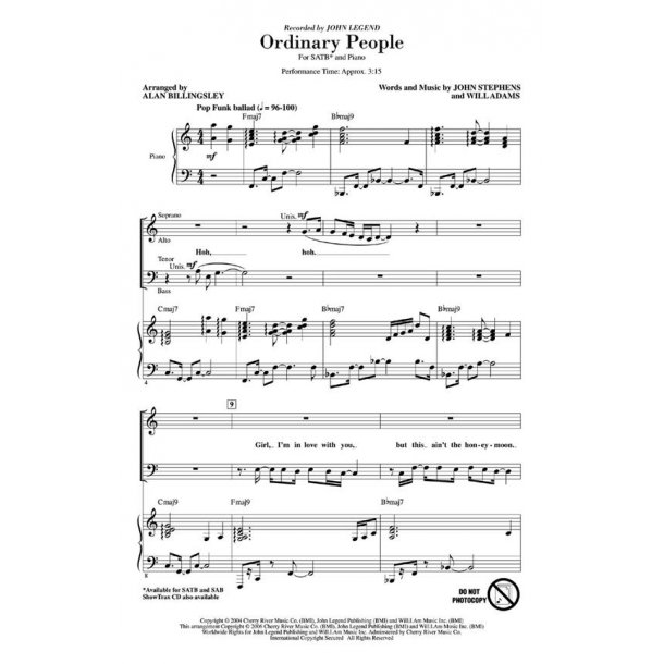 John Legend: Ordinary People (Showtrax CD)