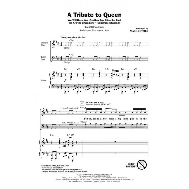 A Tribute To Queen - Medley (ShowTrax CD)