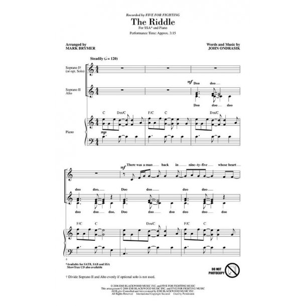 Five For Fighting: The Riddle (Arr. Brymer) (SSA)