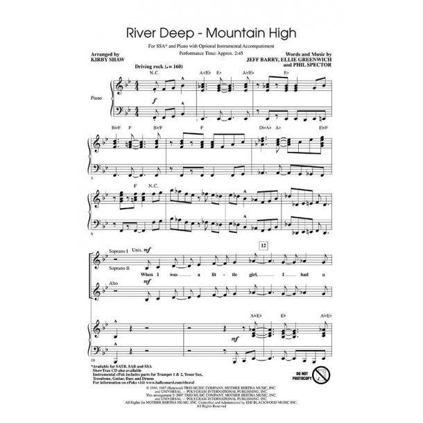Tina Turner: River Deep - Mountain High (arr. Kirby Shaw SSA)