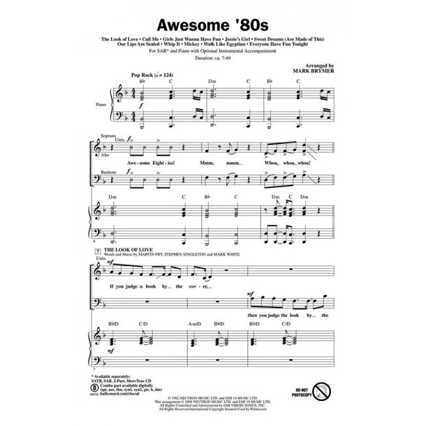 Awesome 80s Medley (Arr. Brymer) (SAB)