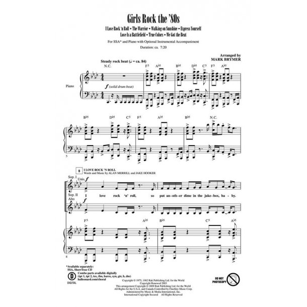 Girls rock the '80s (Medley : ShowTrax CD