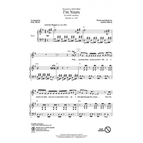 I'm Yours : (ShowTrax CD)