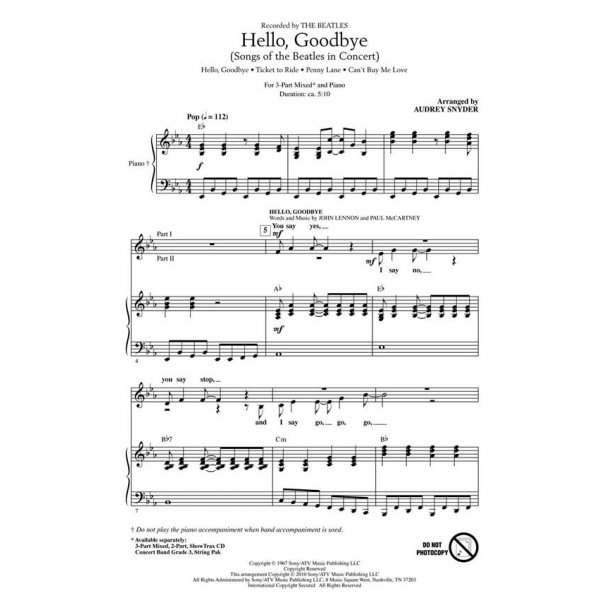 Hello, Goodbye -Songs of the Beatles in Concert : ShowTrax CD