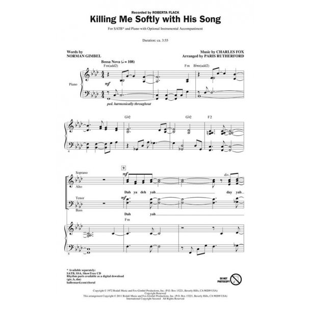 Killing me Softly with his song - CD : Jazz Chorals