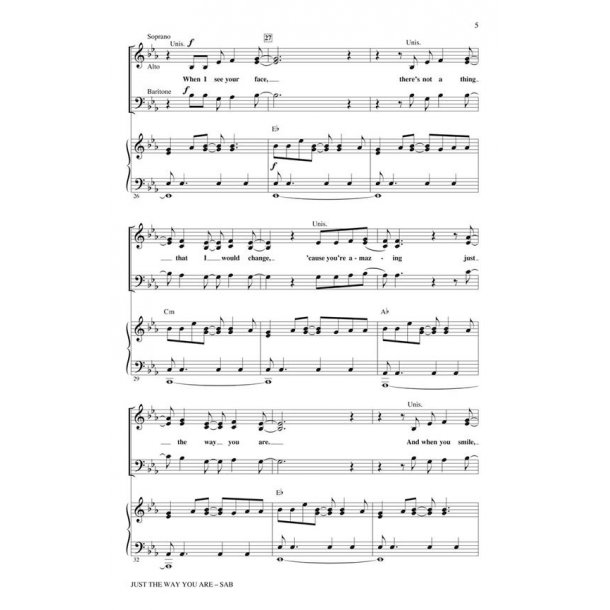 Bruno Mars: Just The Way You Are (SAB)