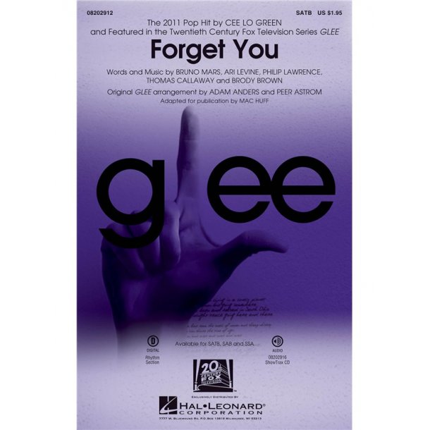 GREEN CEE LO FORGET YOU GLEE (ED HUFF MAC) SATB CHORAL