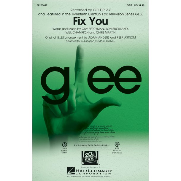 COLDPLAY FIX YOU (ED BRYMER MARK) SAB CHORAL