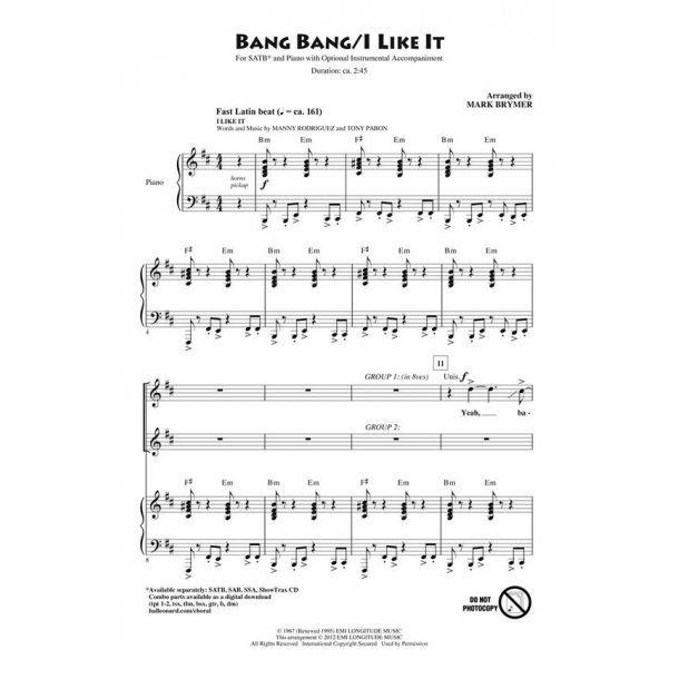 Jimmy Sabater: Bang Bang/I Like It (Arr. Brymer) (ShowTrax CD)