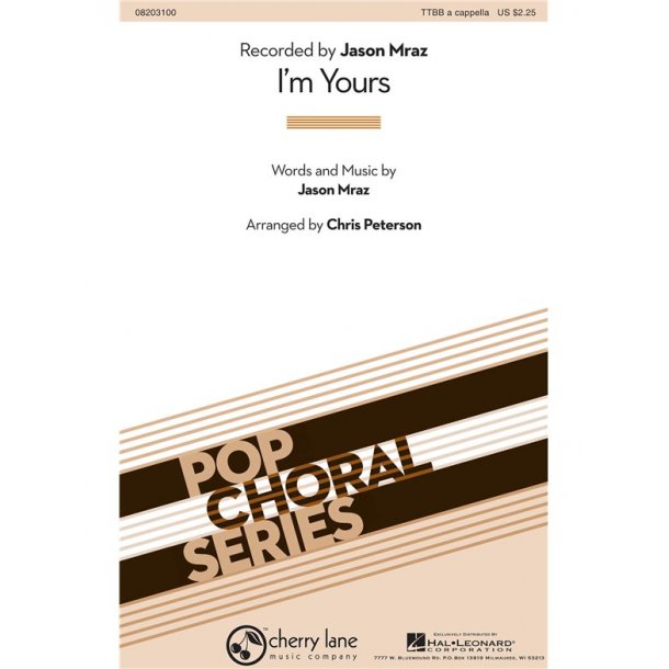 Mraz I'm Yours (Peterson) Ttbb Chor