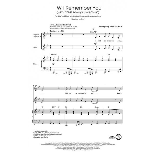 I Will Remember You : with I Will Always Love You