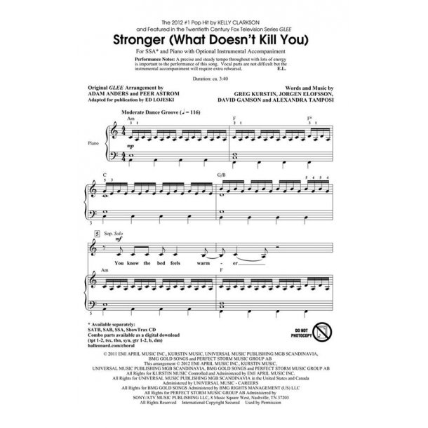 Kelly Clarkson: Stronger (What Doesn't Kill You) (Arr. Lojeski)
