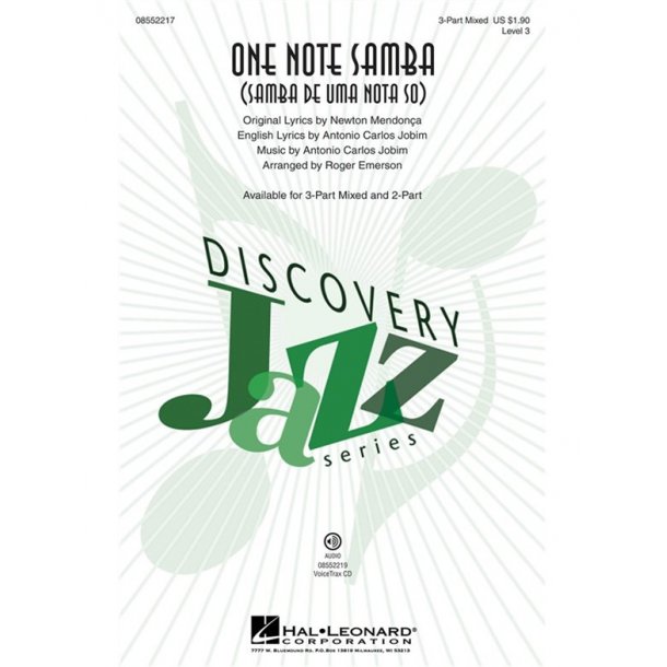 JOBIM ANTONIO CARLOS ONE NOTE SAMBA (EMERSON ROGER) 3 PT MIXED CHORAL