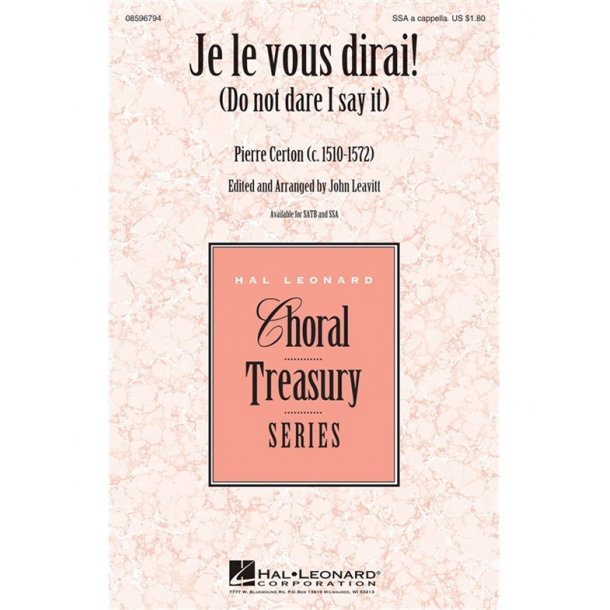 Certon Je Le Vous Dirai Leavitt Ssa