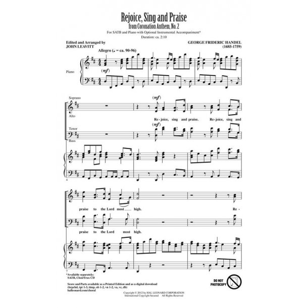 Rejoice, Sing and Praise : from Coronation Anthem, No. 2