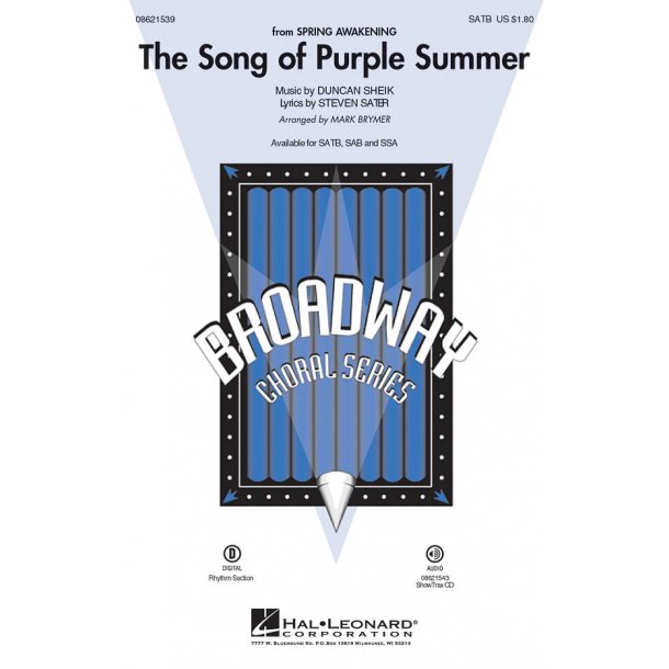 Duncan Sheik: The Song Of Purple Summer (Arr. Brymer) (SATB)