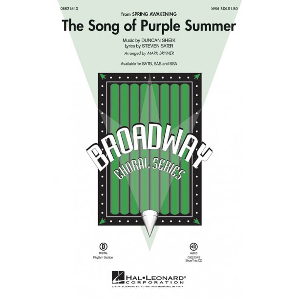 Duncan Sheik: The Song Of Purple Summer (Arr. Brymer) (SAB)