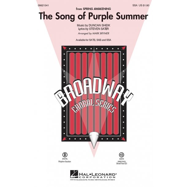 Duncan Sheik: The Song Of Purple Summer (Arr. Brymer) (SSA)