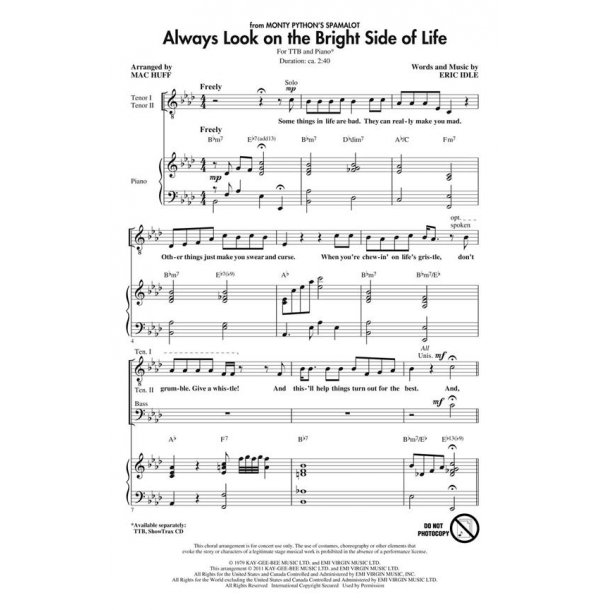 Always Look on the Bright Side of Life : from Spamalot