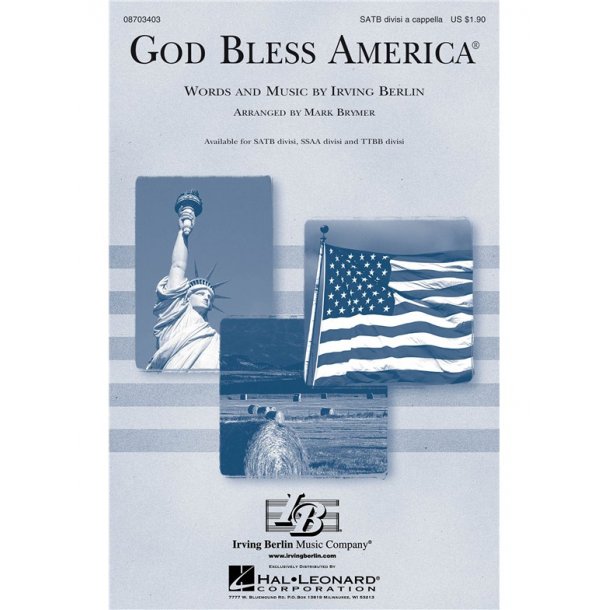 BERLIN IRVING GOD BLESS AMERICA (BRYMER MARK) SATB DV A CAPPELLA CHOR