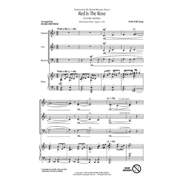 Red Is The Rose (Arr. Brymer) (SAB)
